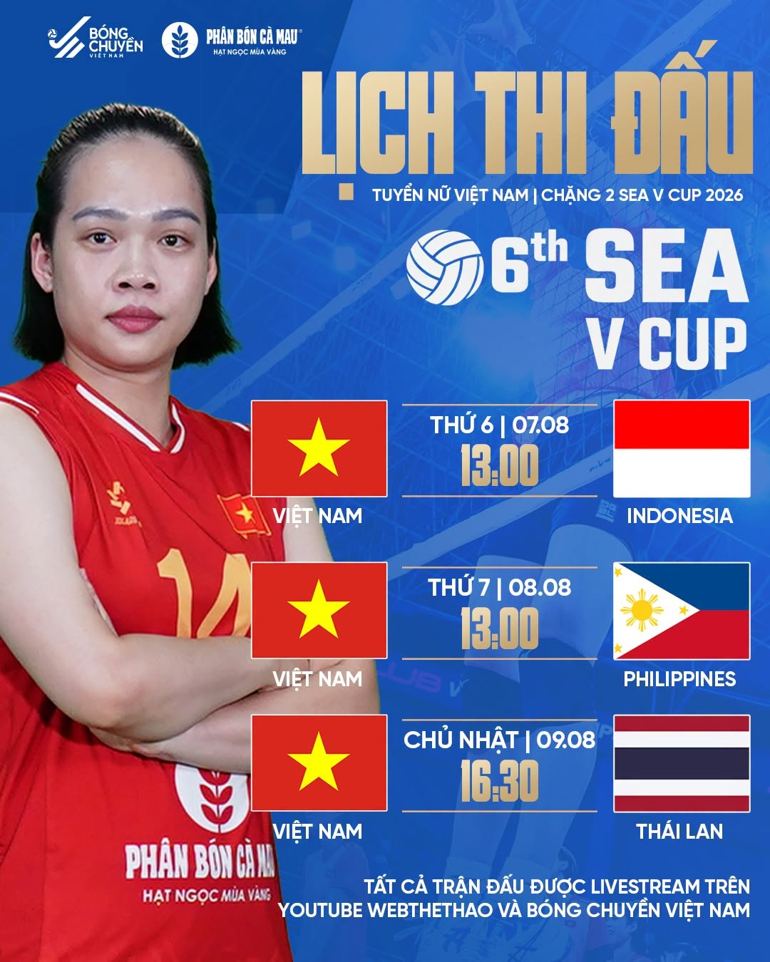 lich thi dau bong chuyen chang 2 sea vcup cua tuyen nu viet nam