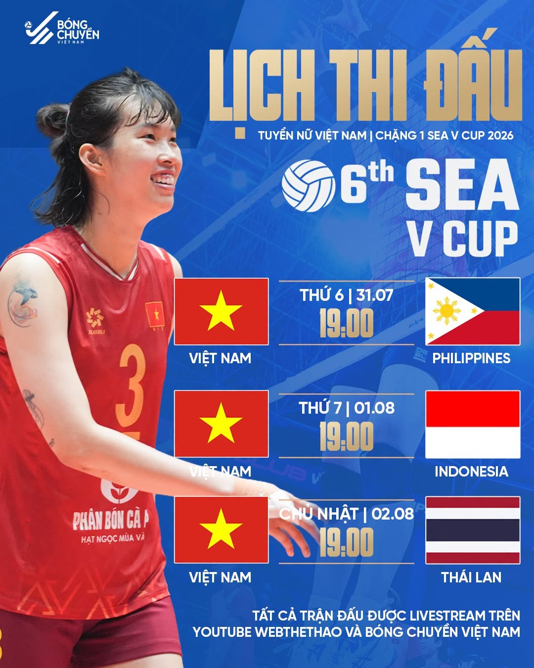 lich thi dau cua tuyen bong chuyen nu viet nam