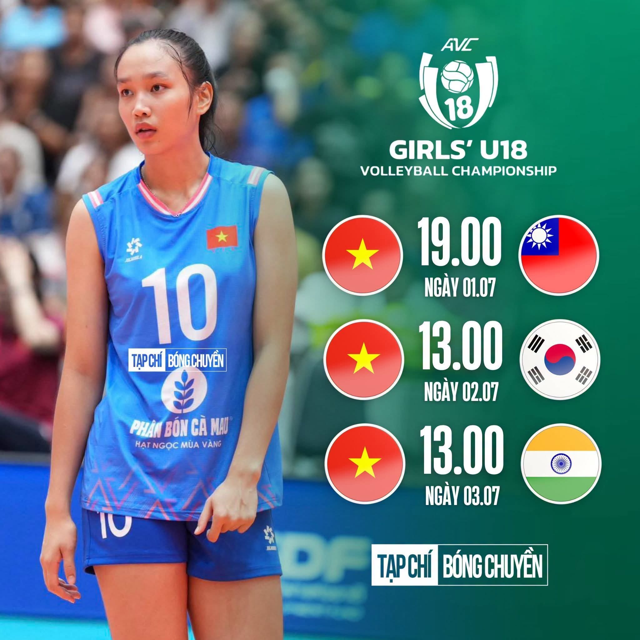 lich thi dau cua tuyen bong chuyen u18 viet nam