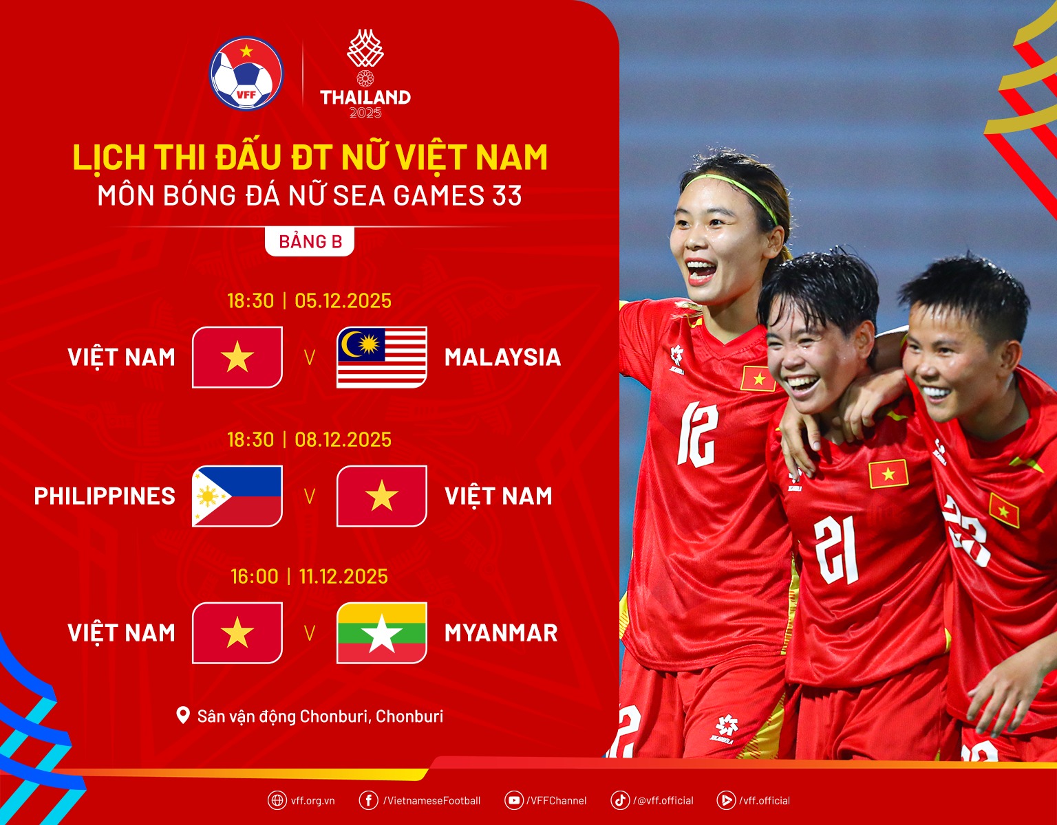 lich thi dau đt nu viet nam tai sea games 33