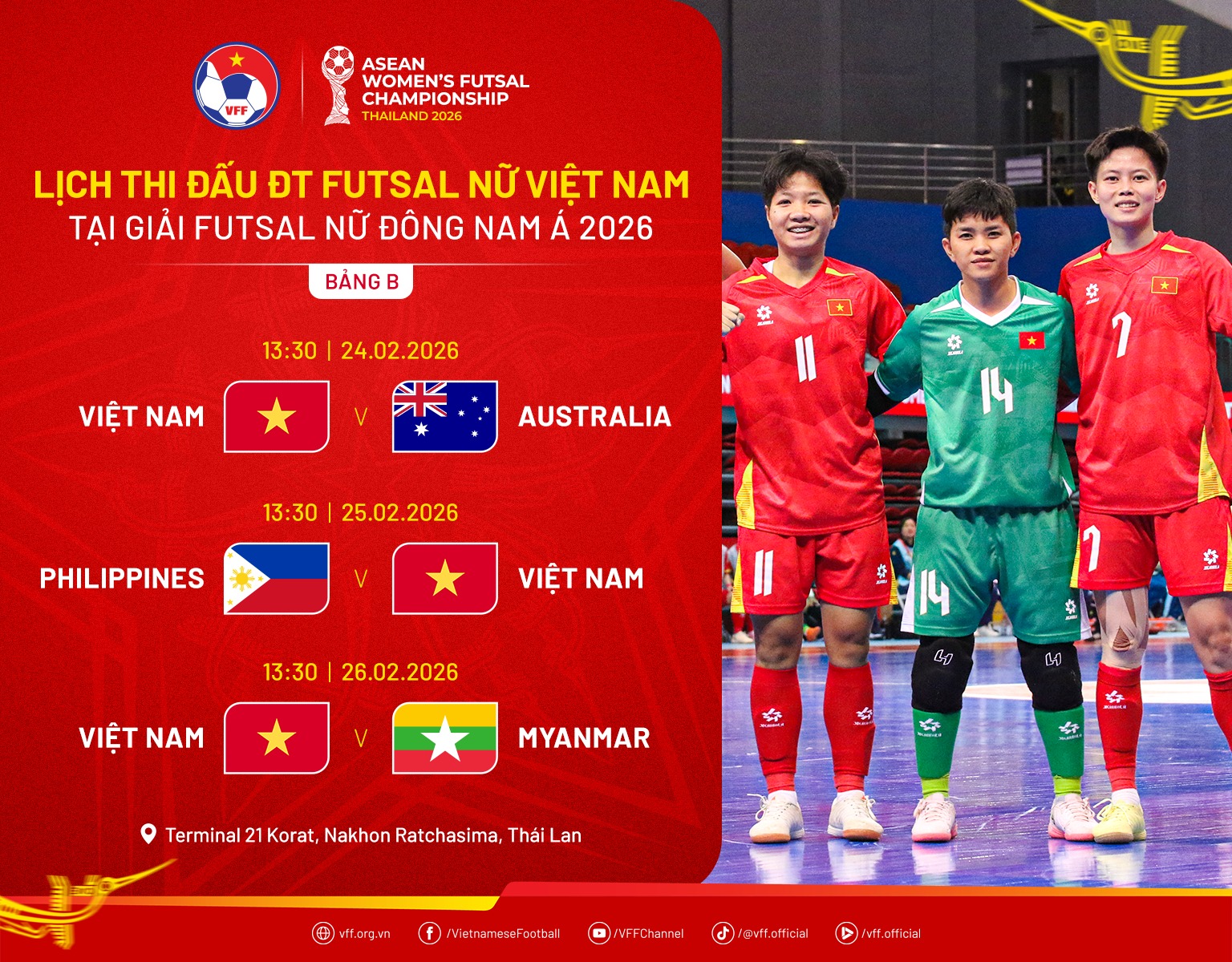 lich thi dau cua đt futsal nu viet nam ta dong nam a 2026