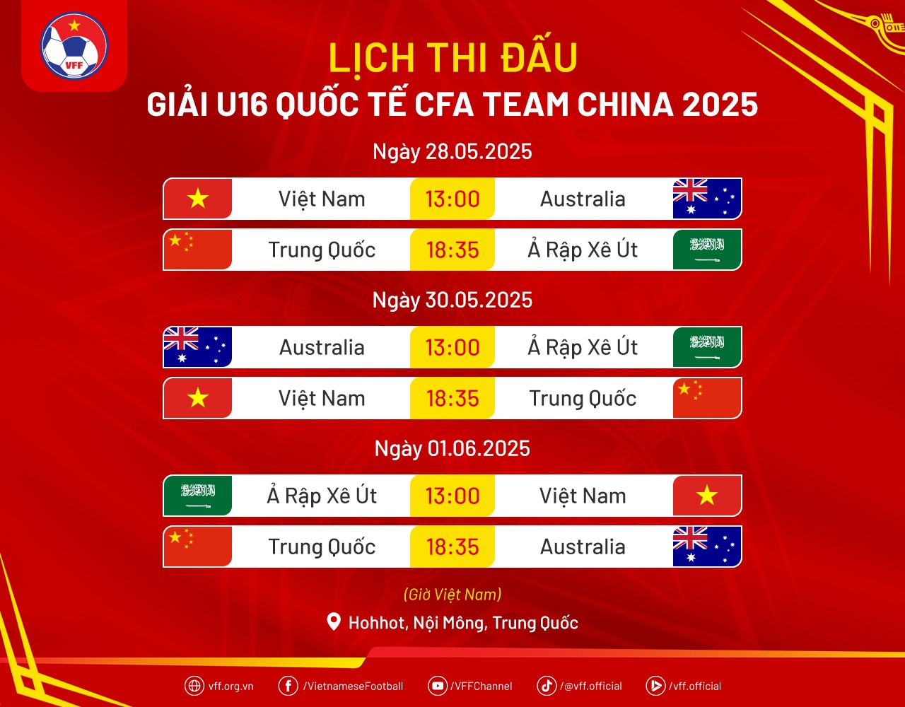 lich thi dau u16 viet nam