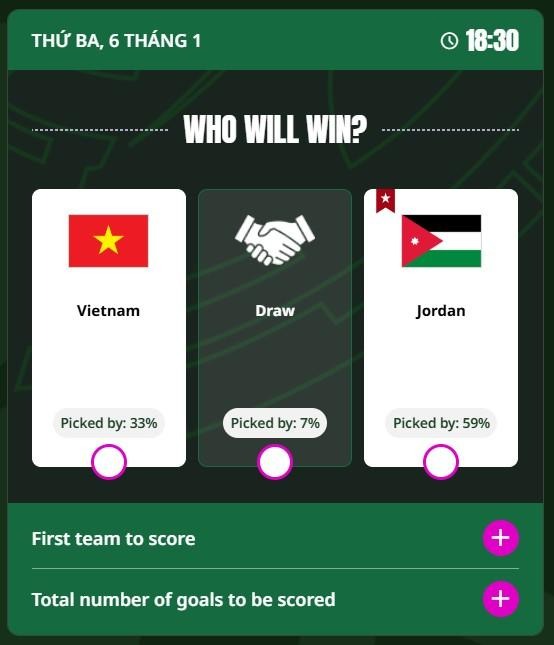 sieu may tinh du doan ket qua tran viet nam vs jordan