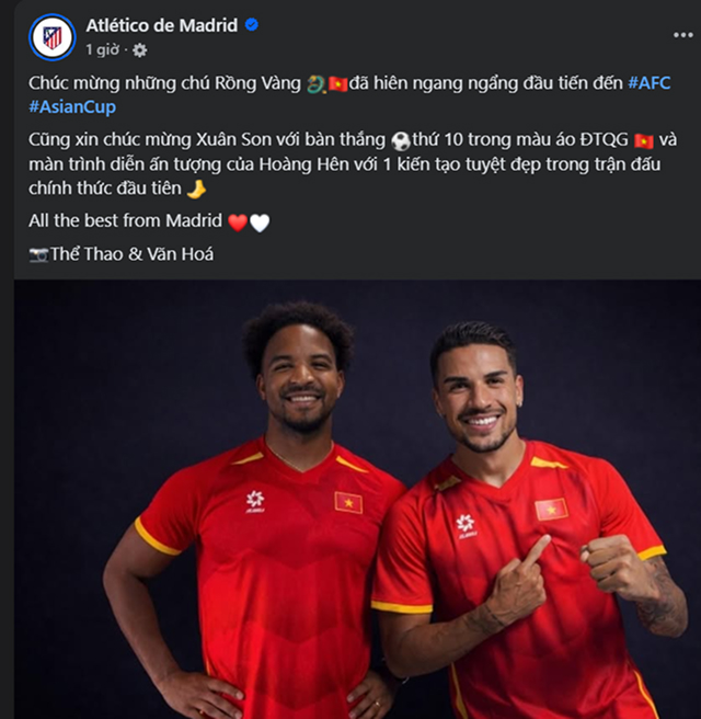 Son - Hên bất ngờ 'lọt vào mắt xanh' Atletico Madrid, HLV Kim Sang-sik khen sao ĐT Việt Nam hết lời